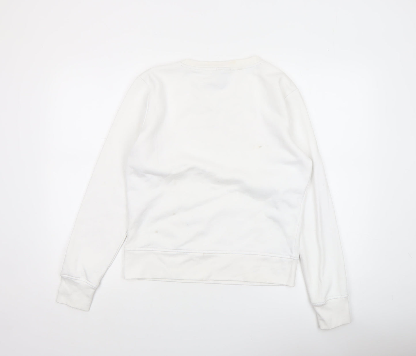 Bench Women White Crew Neck Pullover Sweatshirt UK 12 M