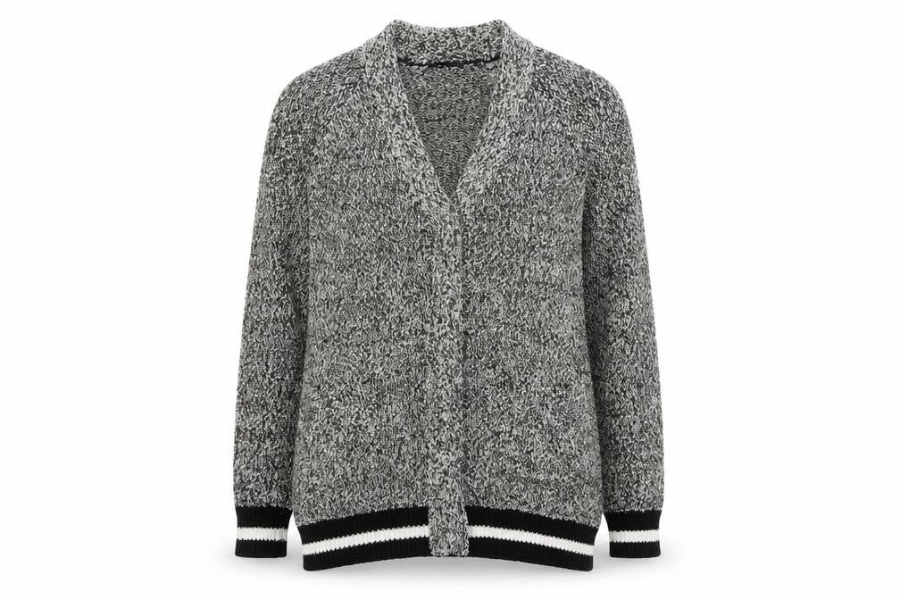 Oui Womens Grey Knit Open Front Cardigan Size 12