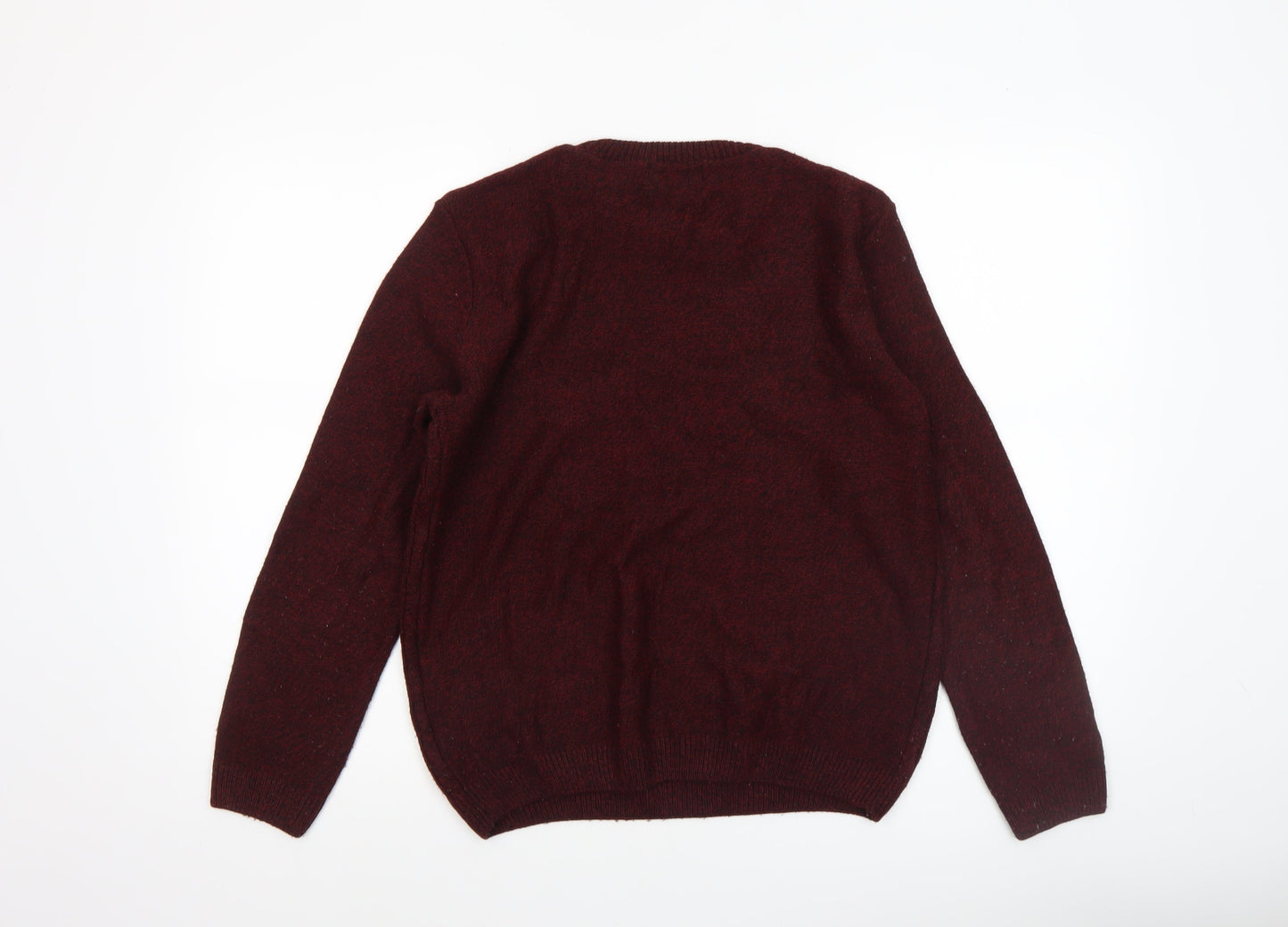 Topman Men's Red Cable-Knit Crew Neck Jumper XS