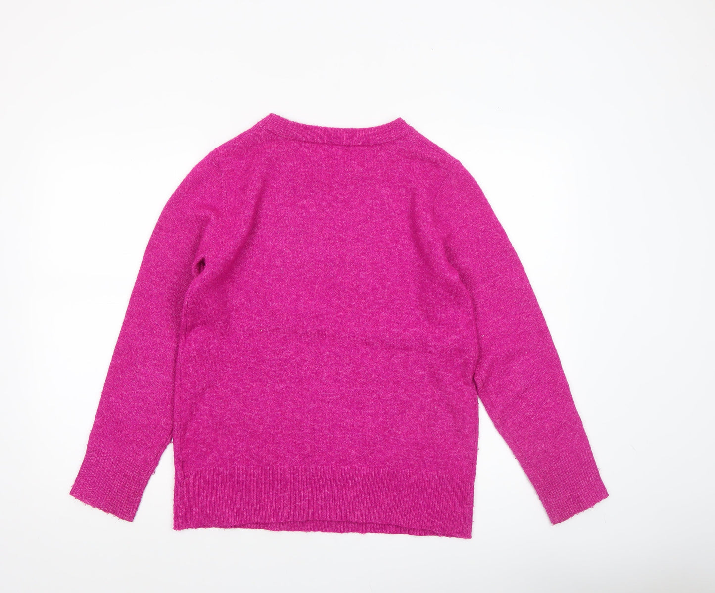 Bonmarché Women's Pink Beaded Crew Neck Long Sleeve Pullover Jumper Size 10