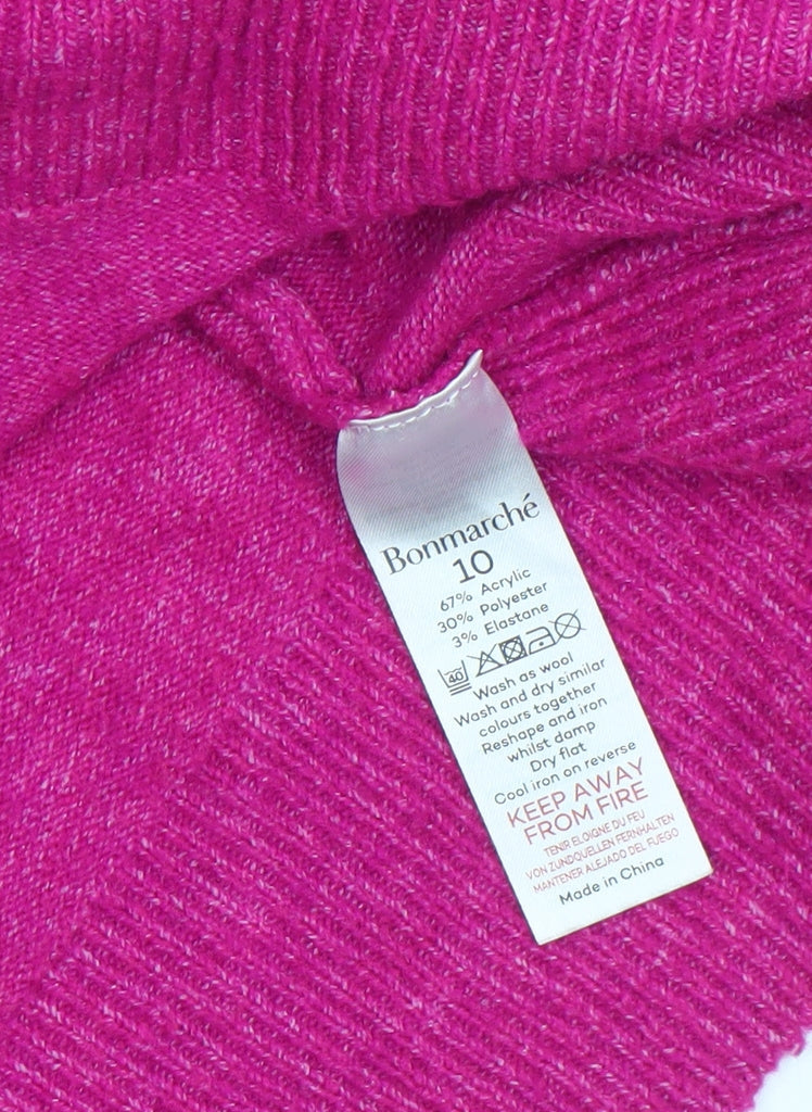 Bonmarché Women's Pink Beaded Crew Neck Long Sleeve Pullover Jumper Size 10