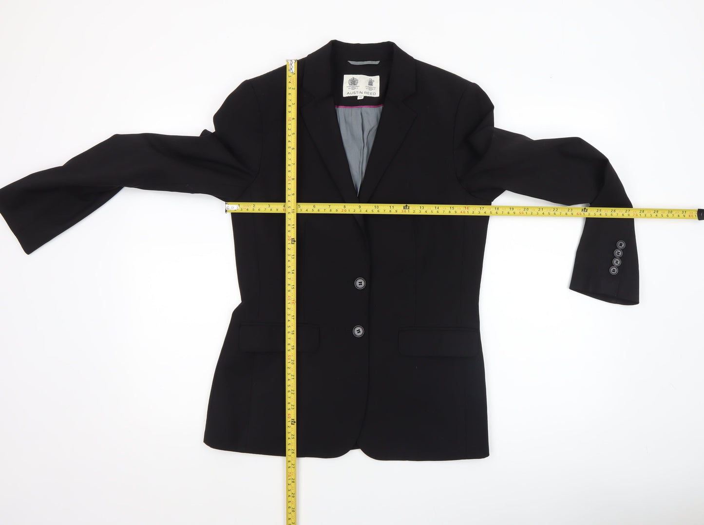 Austin Reed Women's Black Size 10 Wool Blend Single-Breasted Blazer