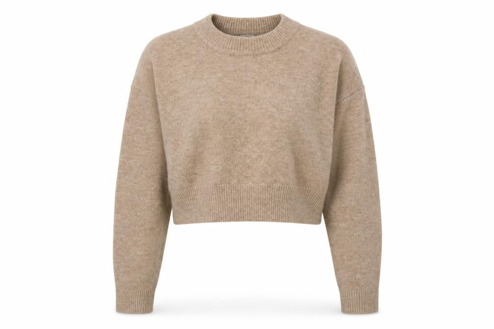Zara Women Beige Wool Blend Crew Neck Knit Jumper L