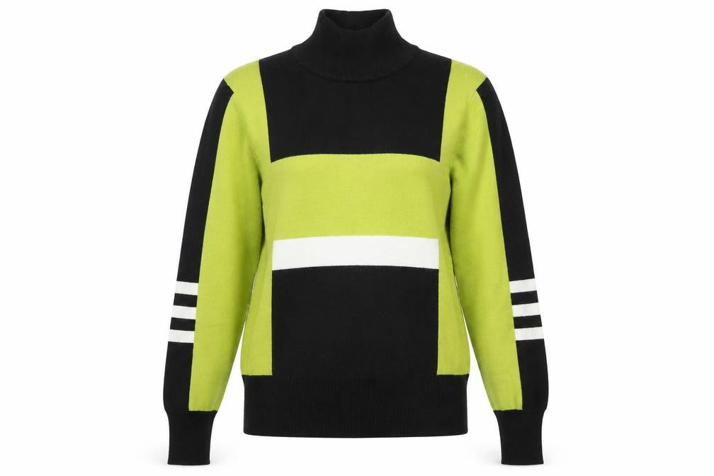 Conrad C Women’s Multicoloured Roll Neck Geometric Knit Jumper M