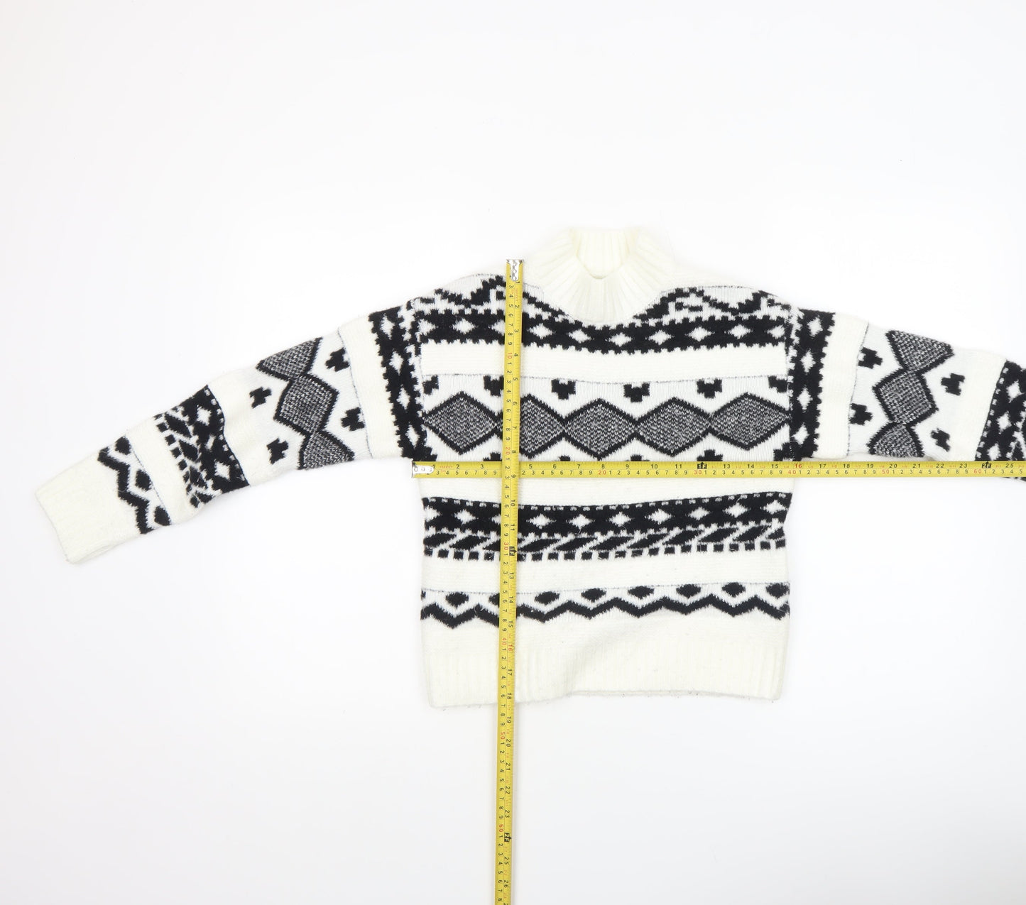 Kids Accademy Girls White Fair Isle Knit Pullover Jumper 9-10 Years