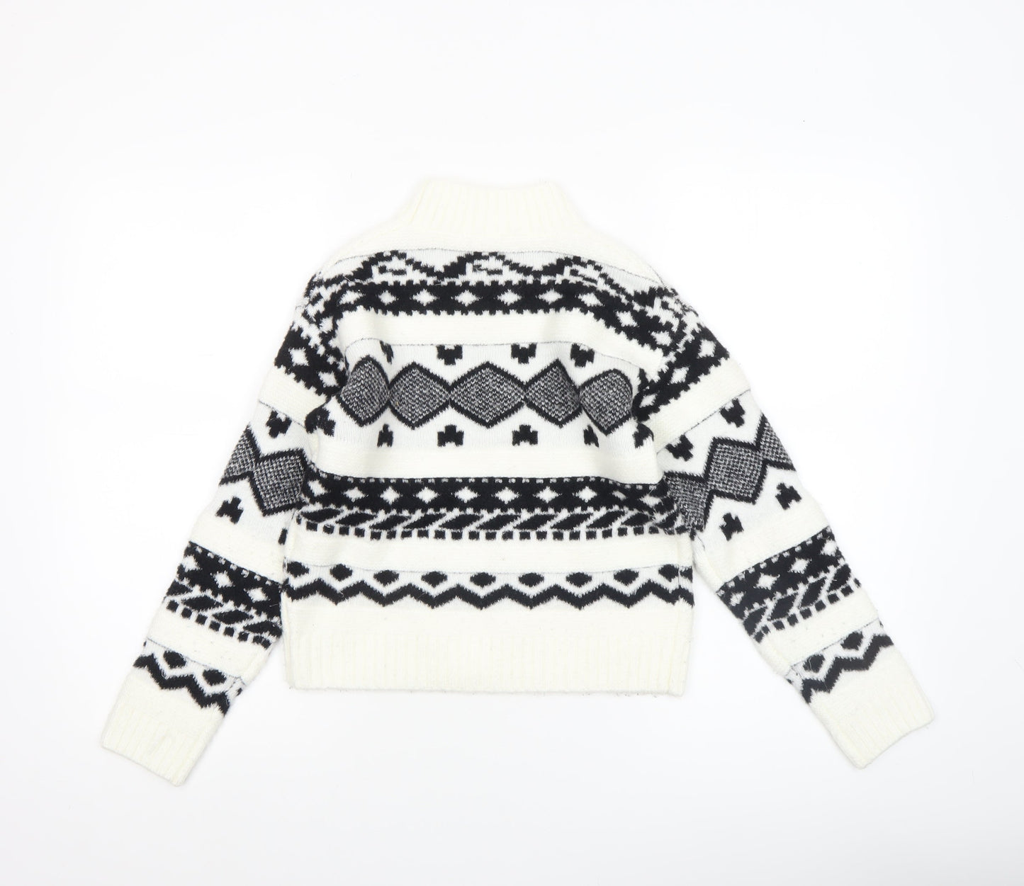 Kids Accademy Girls White Fair Isle Knit Pullover Jumper 9-10 Years