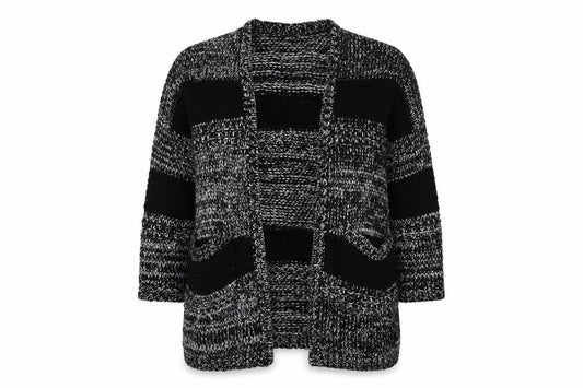 BDG Women's Black Chunky Knit Striped Open Cardigan Size S