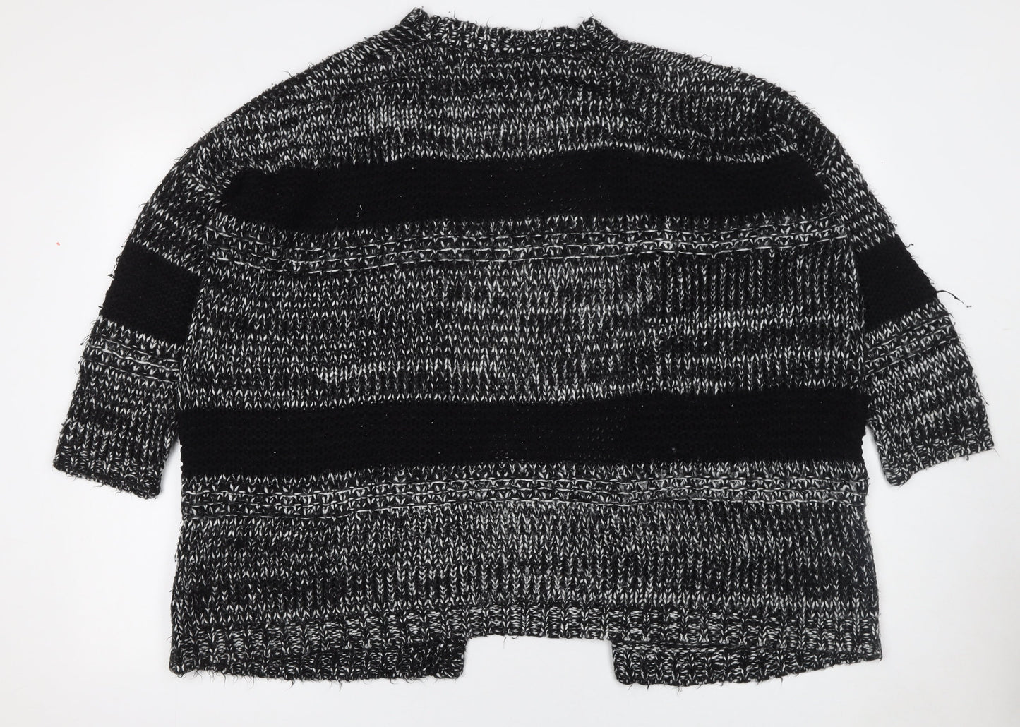 BDG Women's Black Chunky Knit Striped Open Cardigan Size S