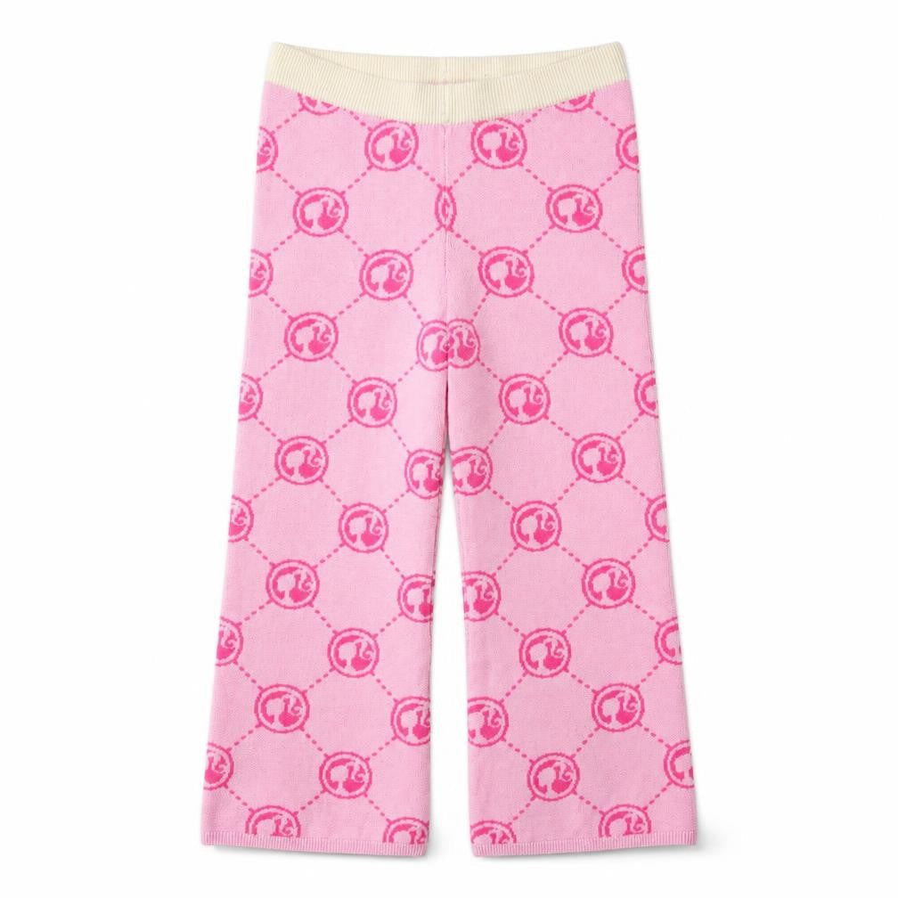 V by Very Girls Pink Knit Logo Trousers 8-9 Years Stretch Viscose Blend