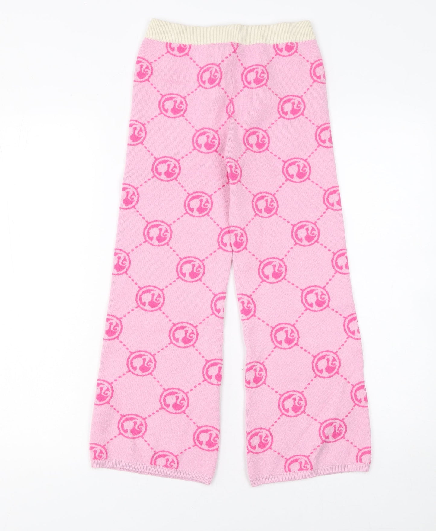 V by Very Girls Pink Knit Logo Trousers 8-9 Years Stretch Viscose Blend