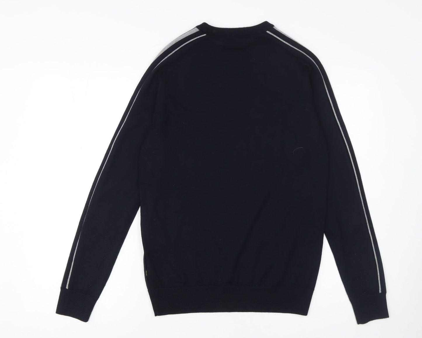 Remus Uomo Men's Blue Merino Wool Blend Crew Neck Jumper M