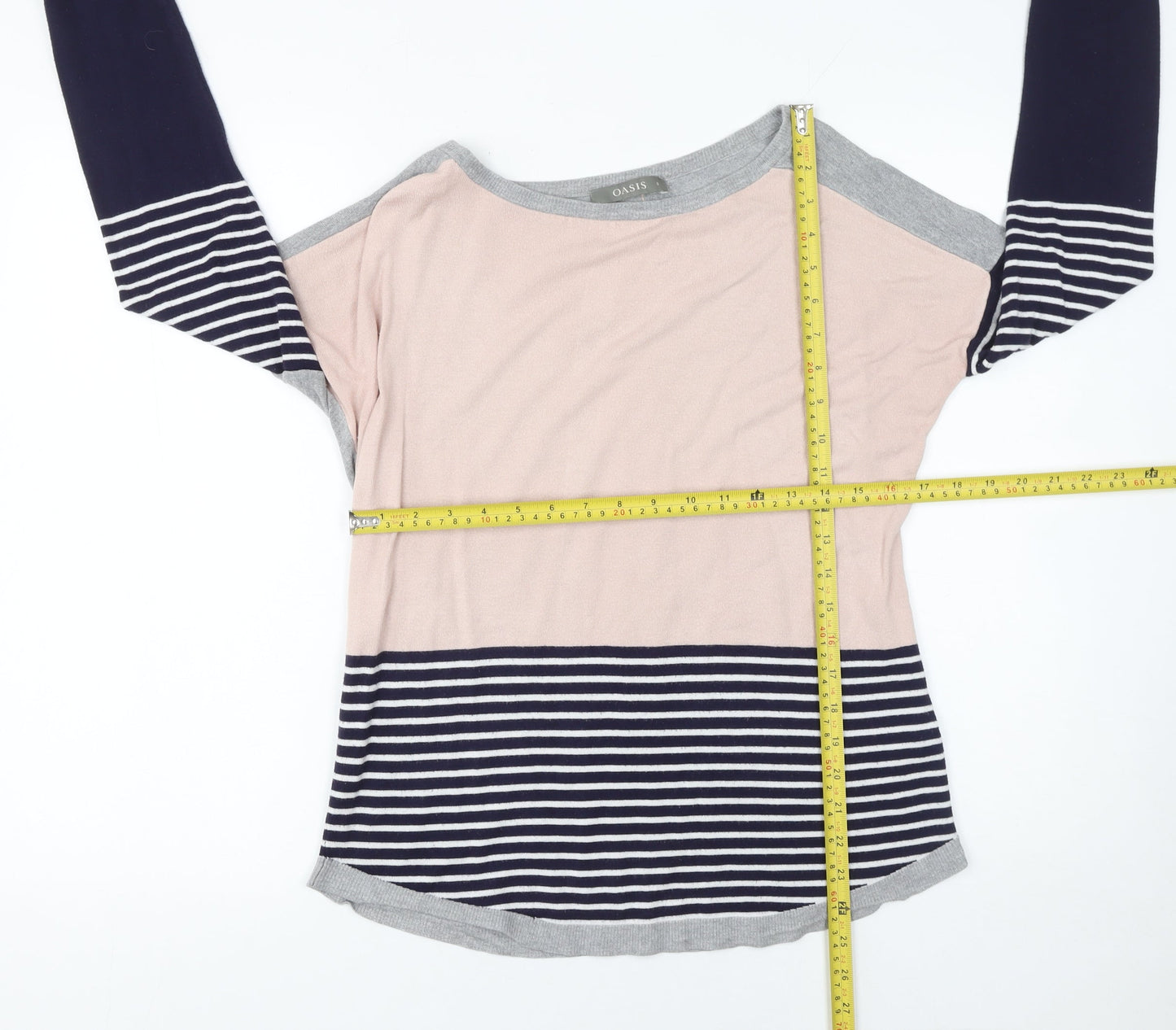 Oasis Womens Multicoloured Striped Boat Neck Jumper Size S