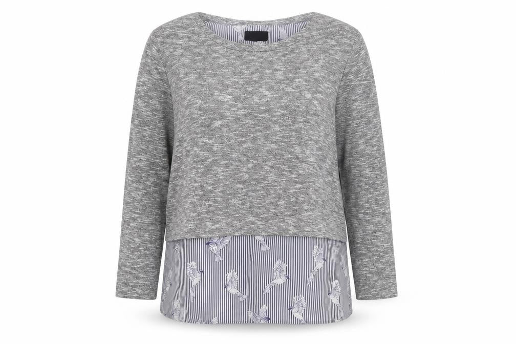 Wallis Women Grey Knit Pullover Jumper UK 16 with Bird Hem Detail