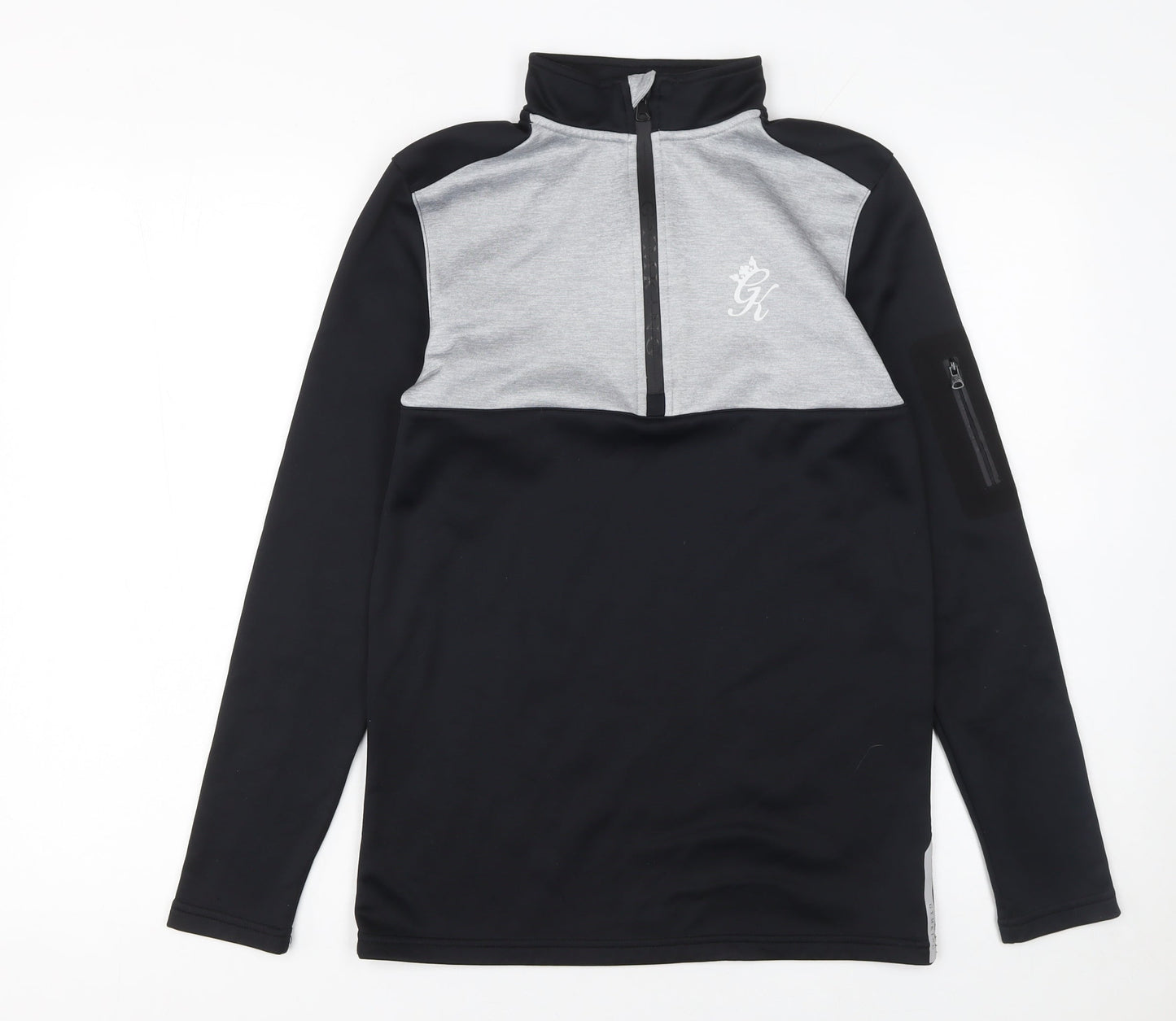 GymKing Men’s Black XS Half Zip Sports Sweatshirt Slim Fit Top