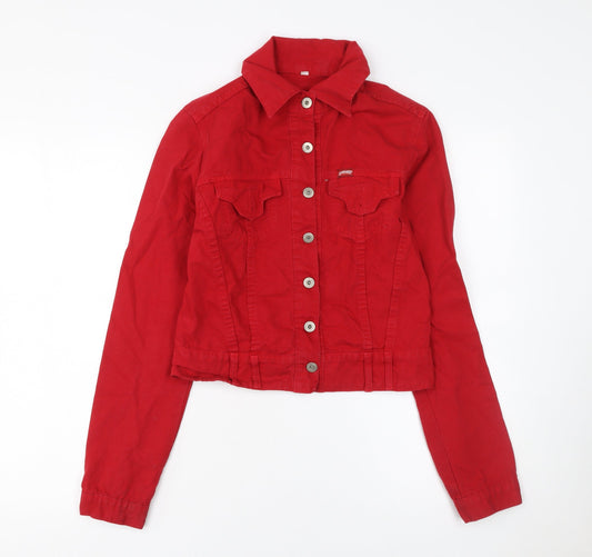 Sponge Women's Red Cotton Cropped Button Jacket Size M