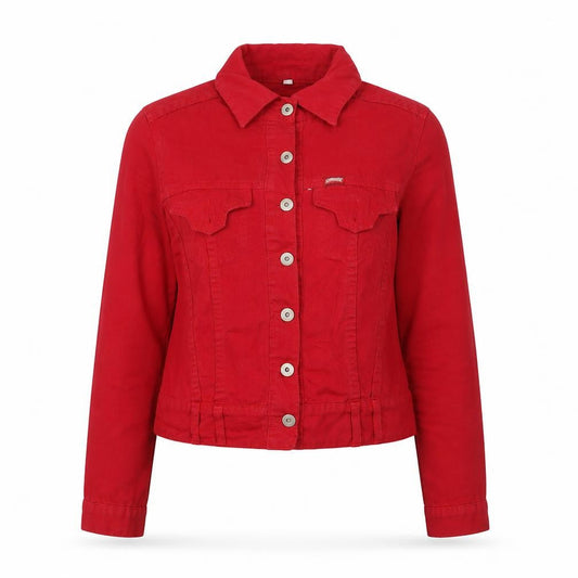 Sponge Women's Red Cotton Cropped Button Jacket Size M