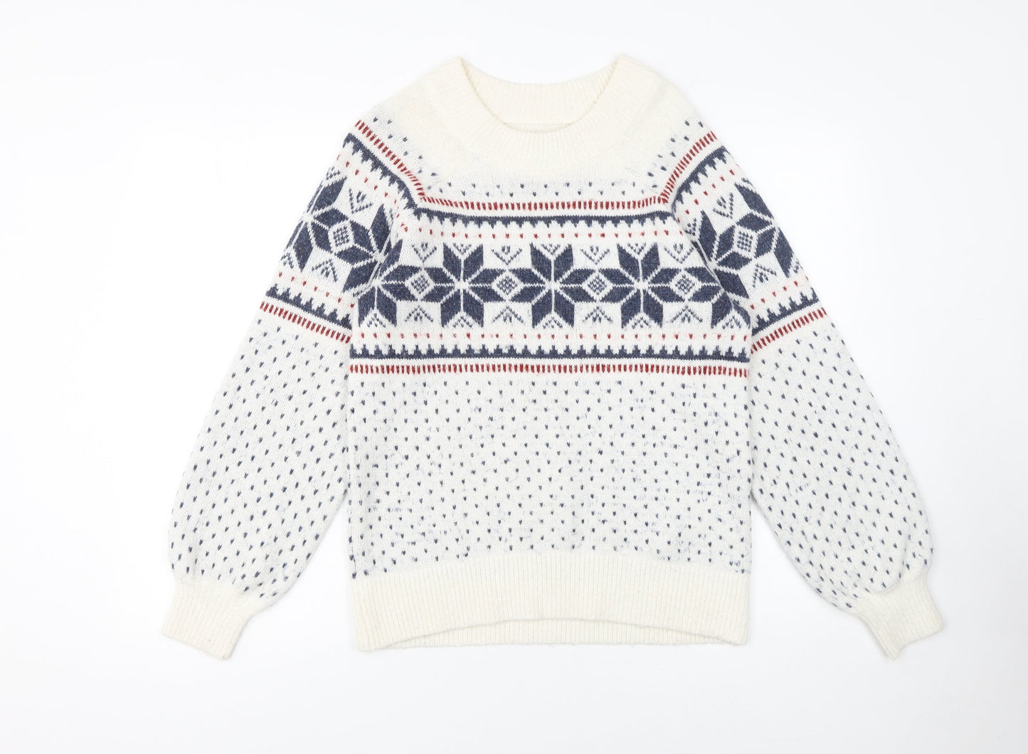 Abercrombie & Fitch Womens Ivory Fair Isle Knit Jumper Size S