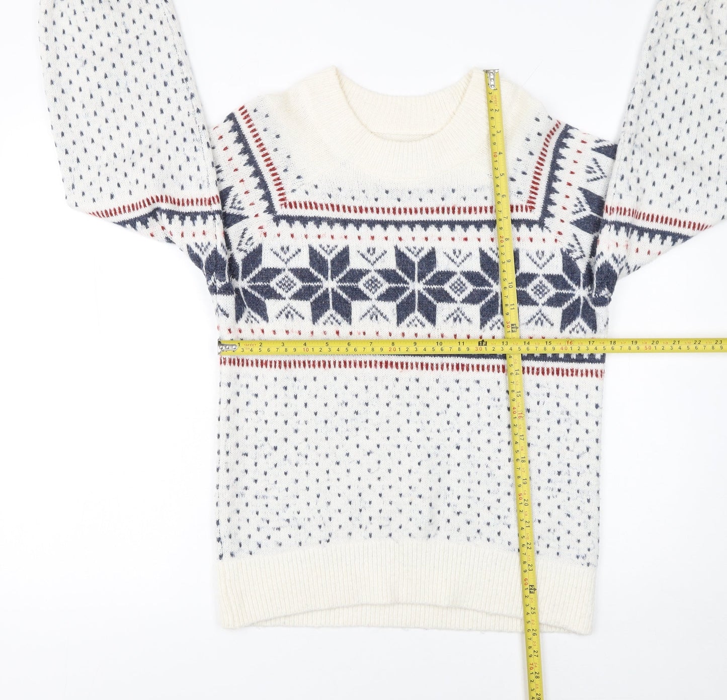 Abercrombie & Fitch Womens Ivory Fair Isle Knit Jumper Size S