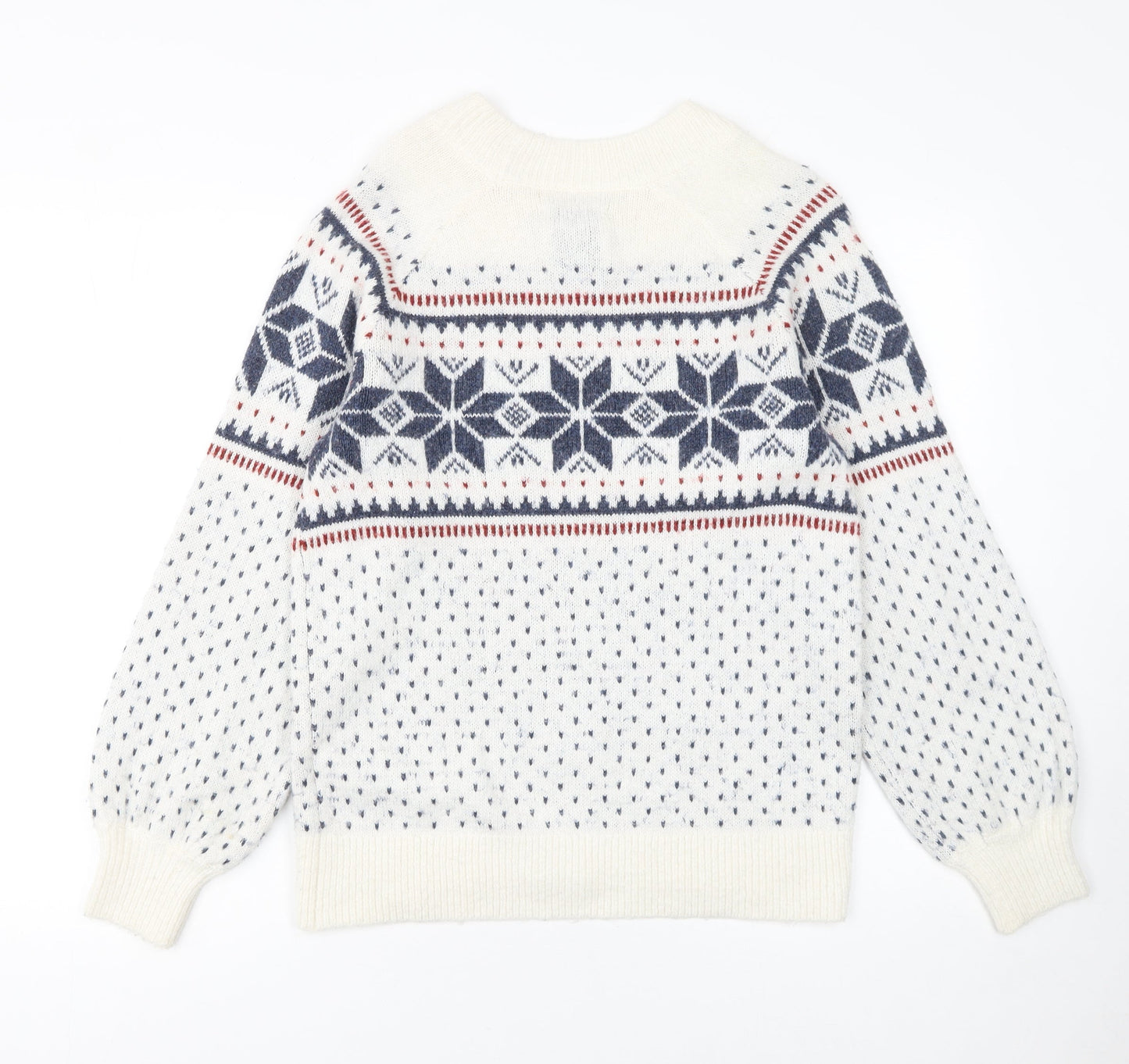 Abercrombie & Fitch Womens Ivory Fair Isle Knit Jumper Size S