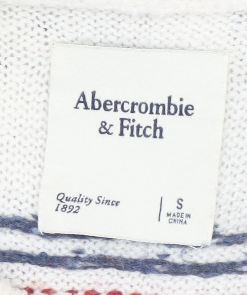 Abercrombie & Fitch Womens Ivory Fair Isle Knit Jumper Size S