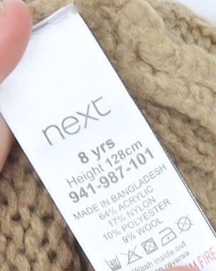 Next Girls Beige Christmas Pudding Jumper 8 Years Long Sleeve Knitwear
