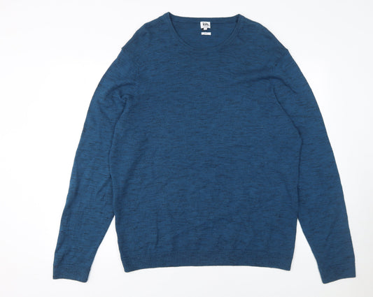 Kin by John Lewis Men Blue Wool Crew Neck Slim Fit Jumper L