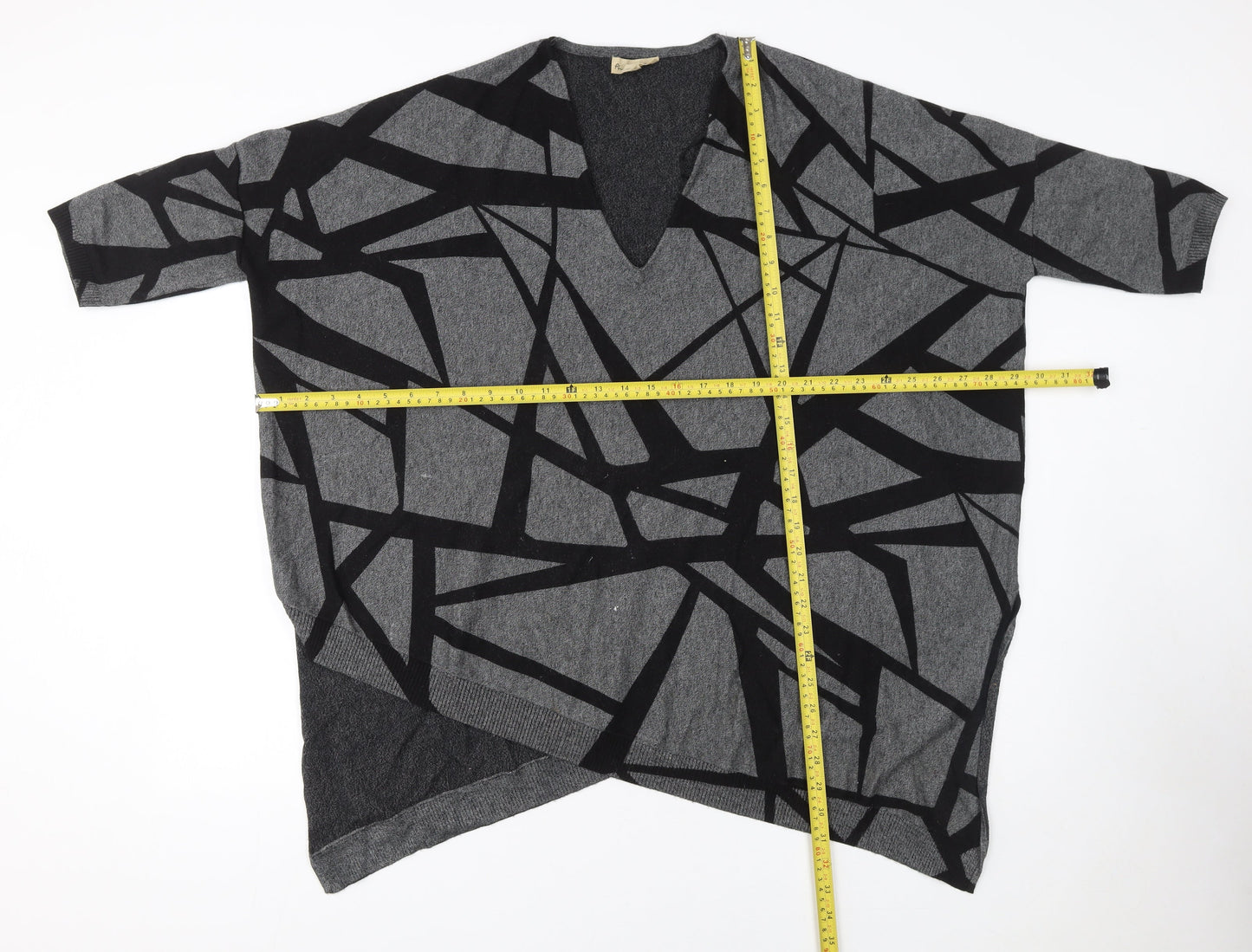 Phase Eight Women’s Grey Geometric Knit Poncho Jumper Size L