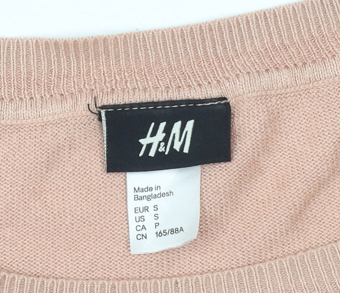 H&M Women’s Beige Striped Knit Jumper Size S Crew Neck Pullover
