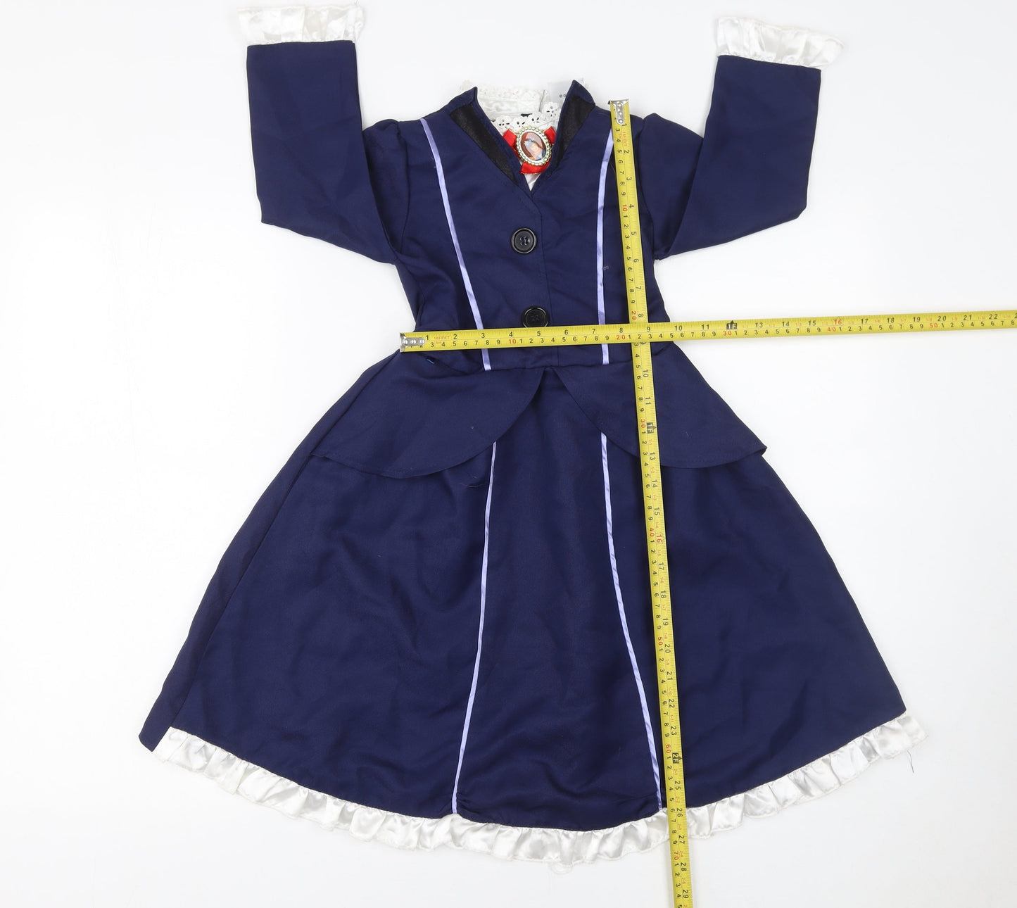 Disney Girls Blue Victorian Princess Dress Set 3-4 Years Polyester Costume