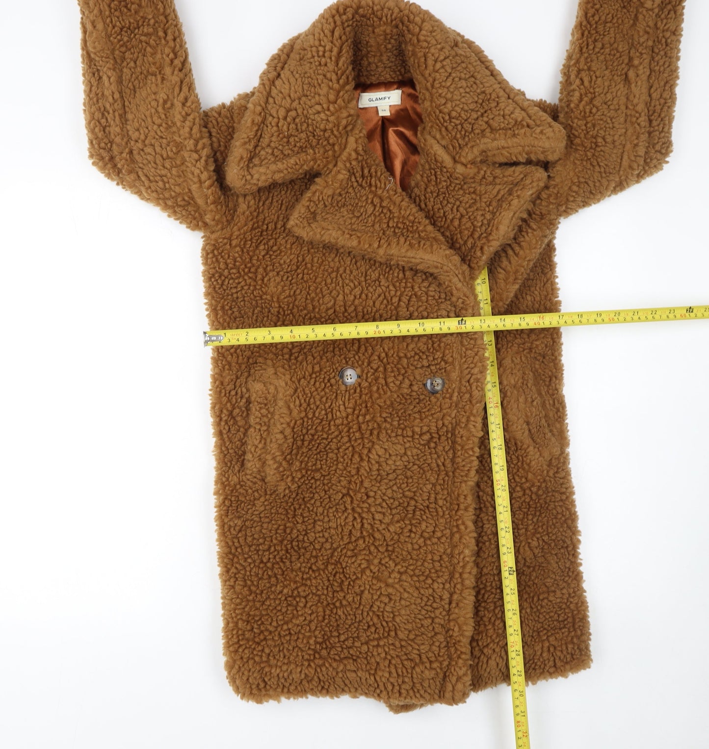 Glamify Girls Brown Teddy Fleece Double-Breasted Coat 5-6 Years