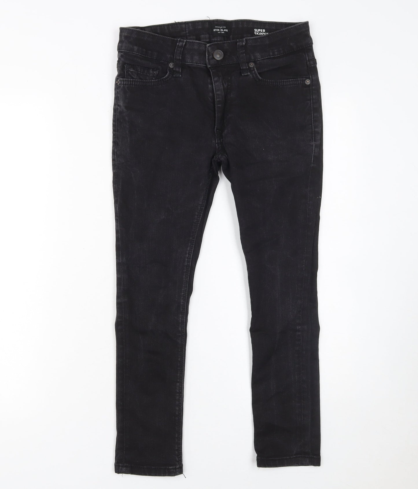 River Island Men's Black Super Skinny Jeans UK 28S Denim Cotton Blend