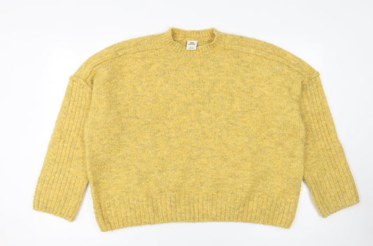 Urban Outfitters Womens Yellow Mock Neck Relaxed Fit Knit Jumper M
