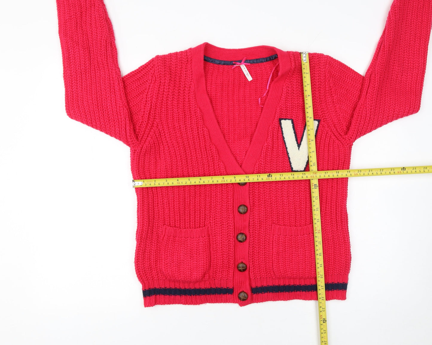 Atmosphere Women's Red Chunky Knit V-Neck Cardigan Size 14