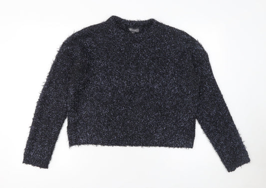 Primark Womens Black XS Fluffy Crew Neck Pullover Jumper