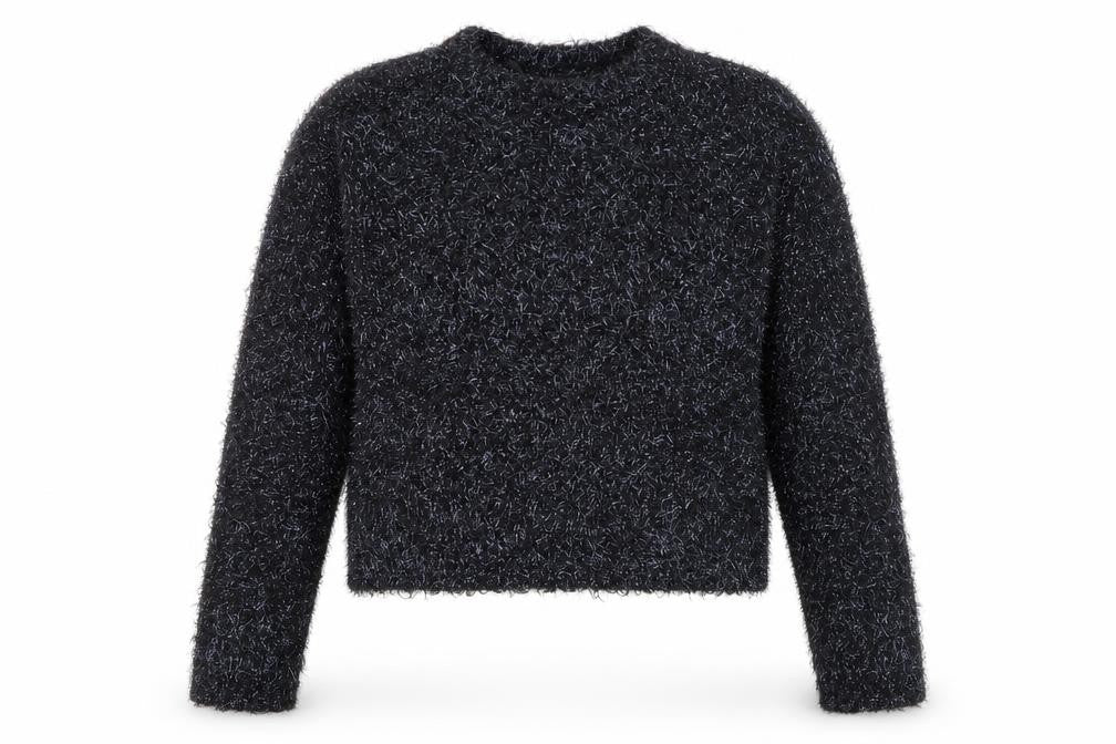 Primark Womens Black XS Fluffy Crew Neck Pullover Jumper