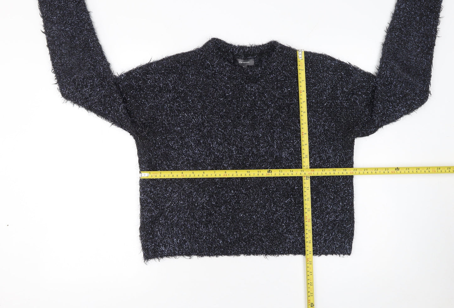 Primark Womens Black XS Fluffy Crew Neck Pullover Jumper