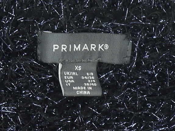 Primark Womens Black XS Fluffy Crew Neck Pullover Jumper
