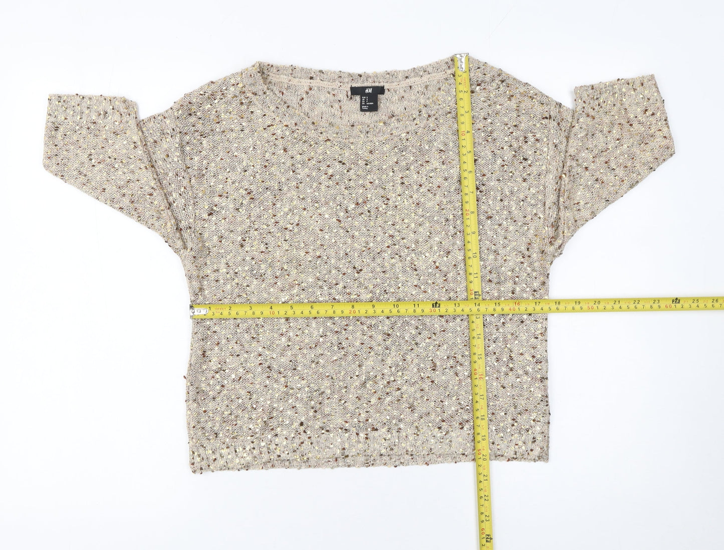 H&M Womens Beige Chunky-Knit Pullover Jumper Size S