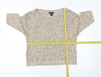 H&M Womens Beige Chunky-Knit Pullover Jumper Size S