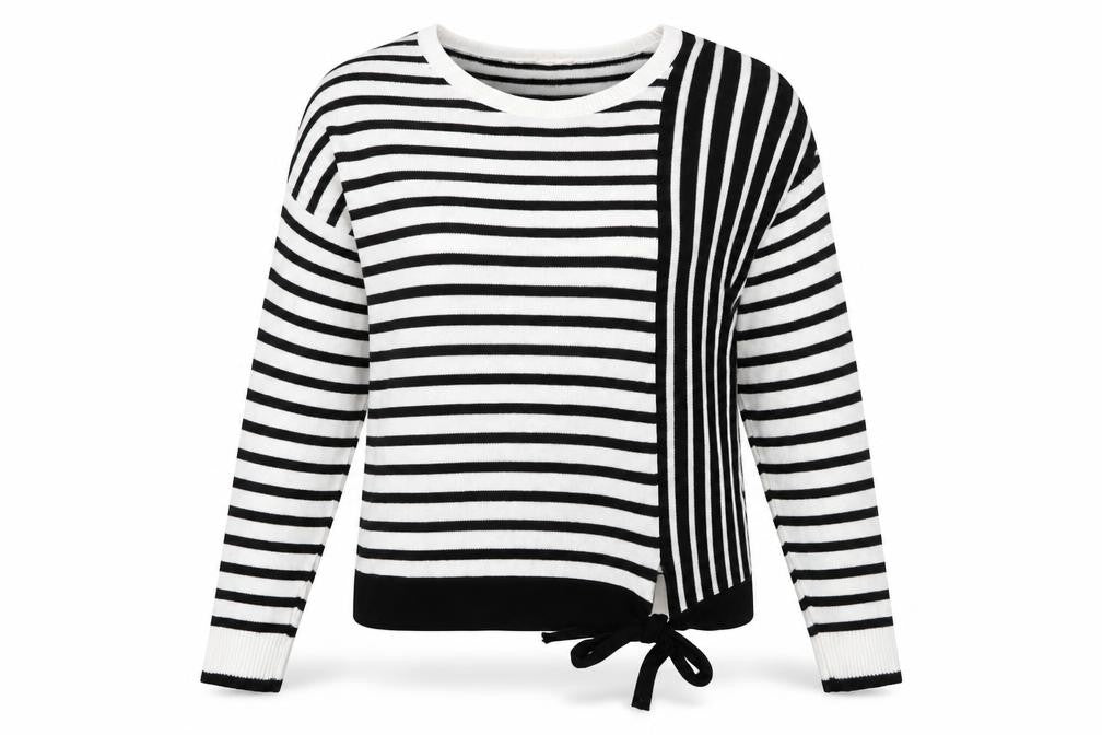 Esprit Women’s Black & White Striped Knit Jumper Size S