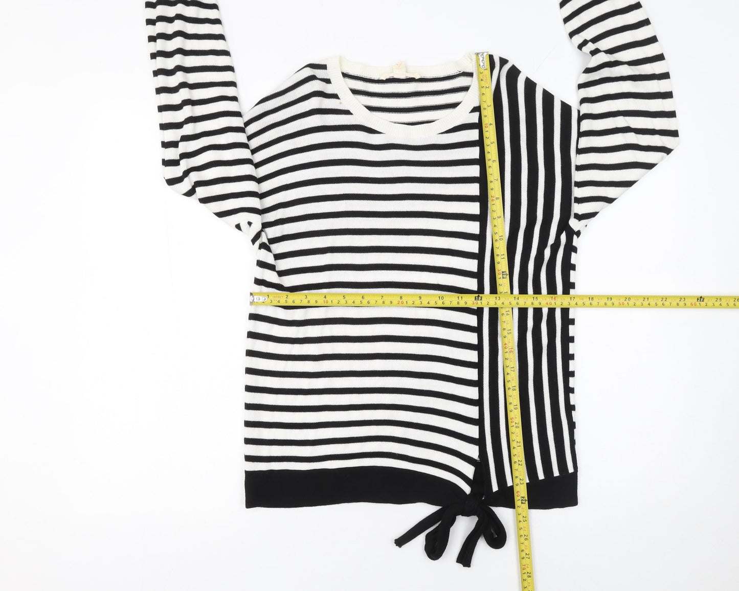 Esprit Women’s Black & White Striped Knit Jumper Size S