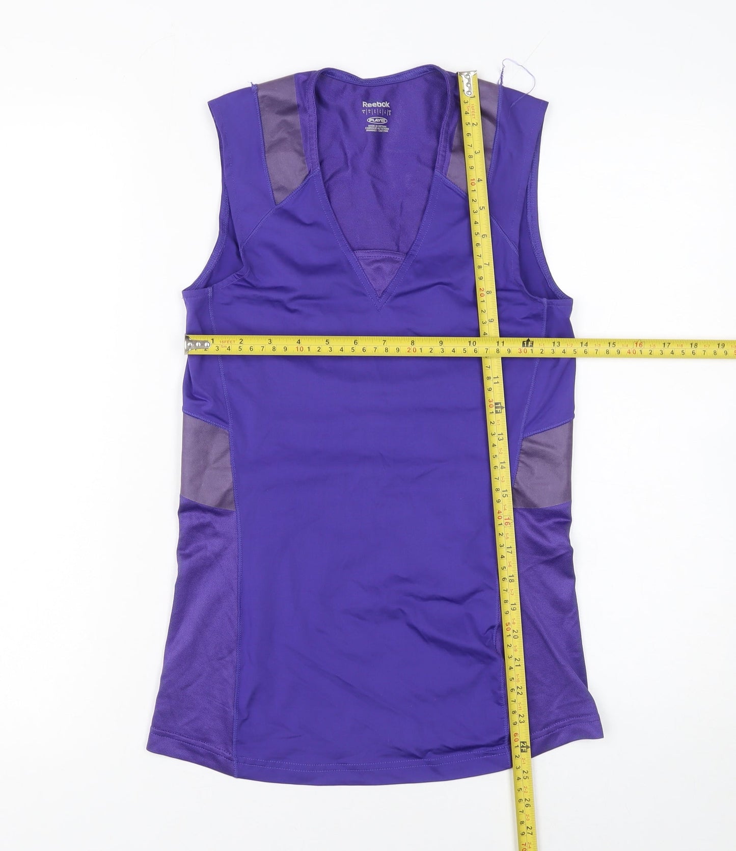 Reebok Womens Purple Sleeveless V-Neck Tank Top L Gym Activewear