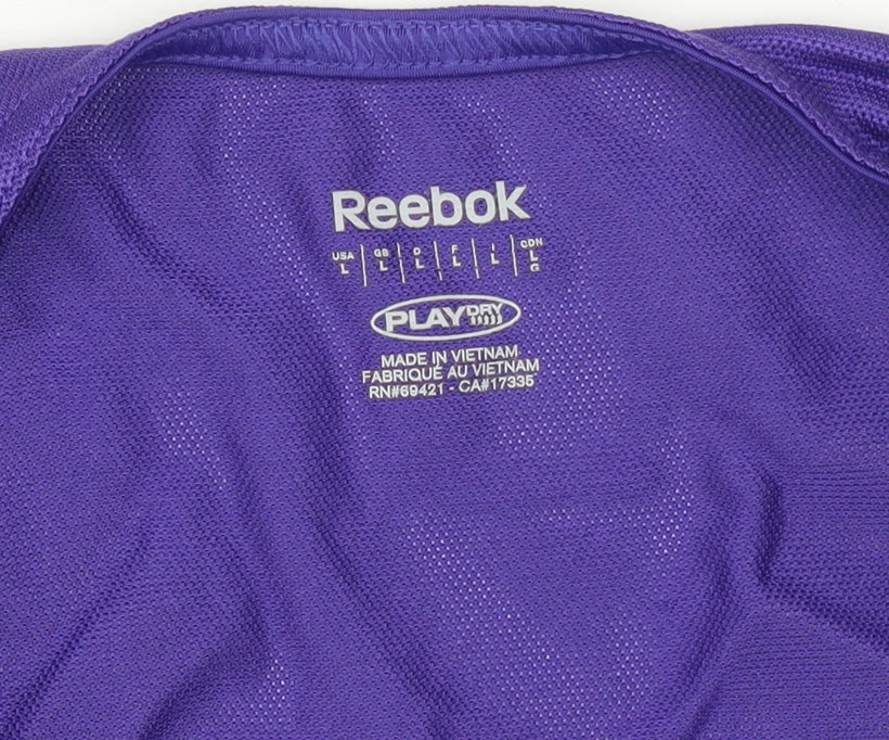 Reebok Womens Purple Sleeveless V-Neck Tank Top L Gym Activewear