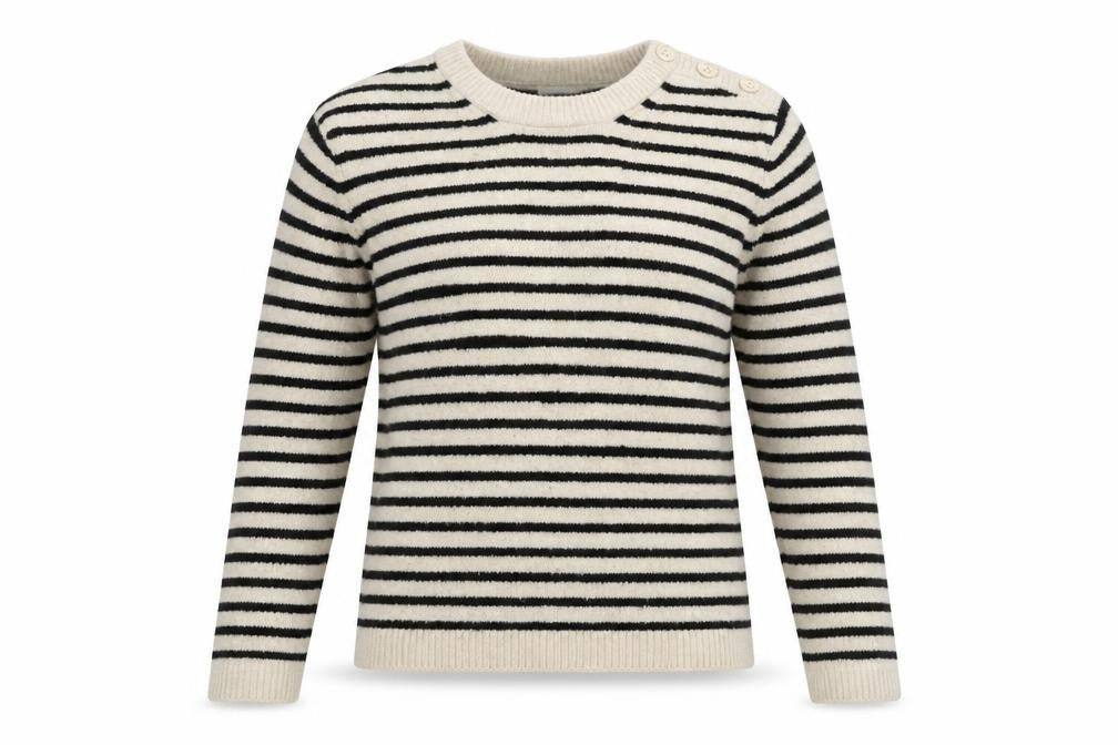 Primark Women’s Beige Black Striped Crew Neck Pullover Jumper Size S