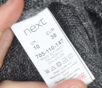 Next Women Grey Crew Neck Embroidered Pullover Jumper Size 10