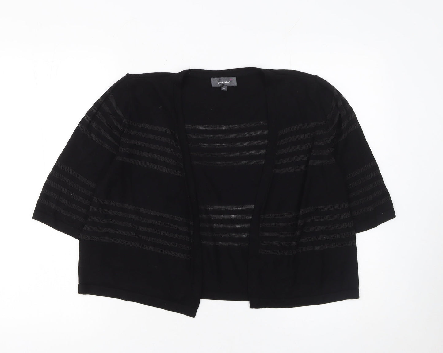 Marks and Spencer Women’s Black Striped 3/4 Sleeve Cardigan Size 16