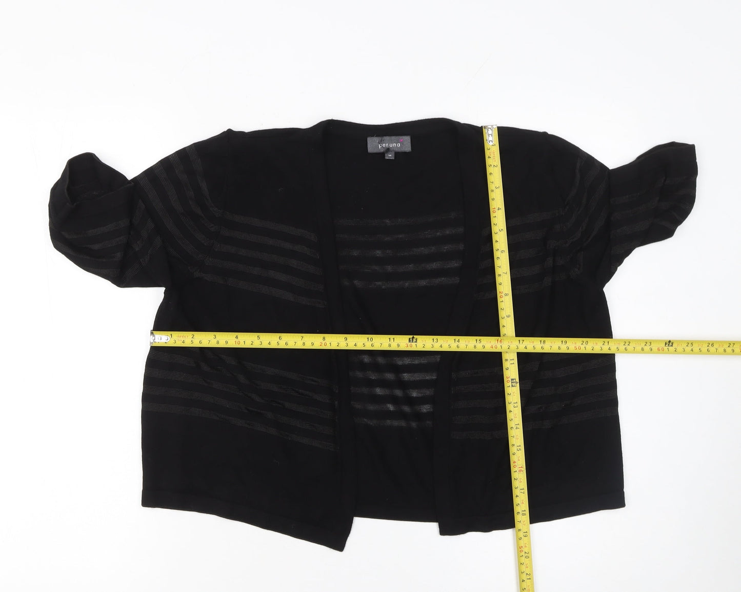 Marks and Spencer Women’s Black Striped 3/4 Sleeve Cardigan Size 16