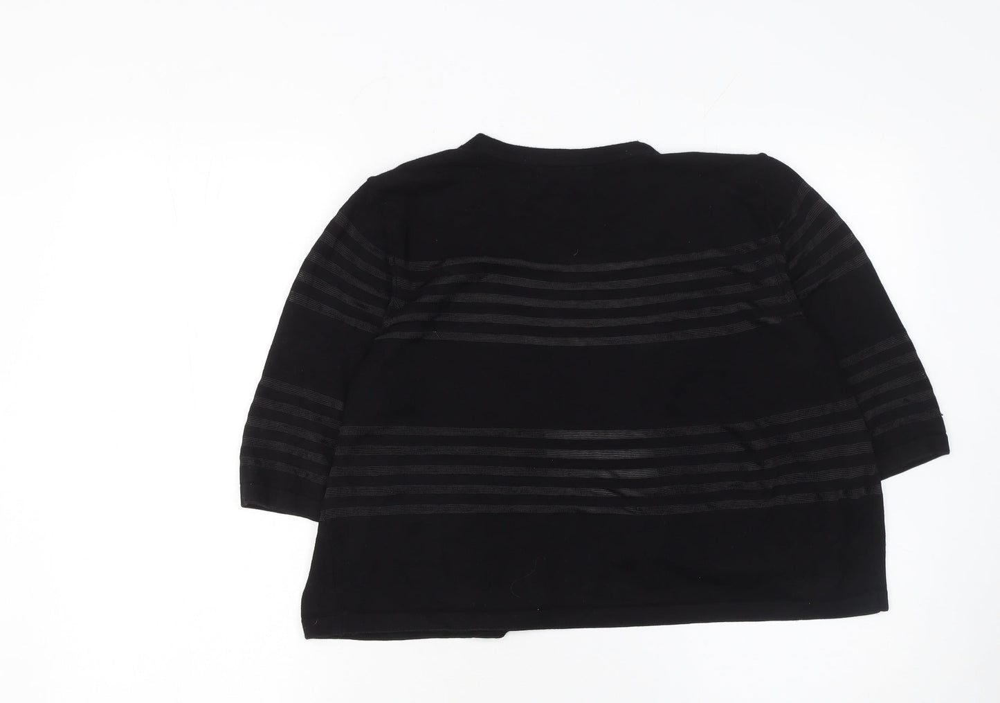 Marks and Spencer Women’s Black Striped 3/4 Sleeve Cardigan Size 16