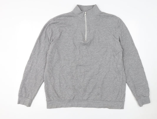 ASOS Design Mens Grey XL 1/4 Zip Sweatshirt Cotton Blend Pullover
