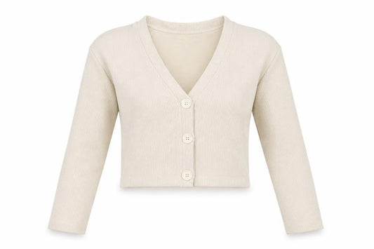 Zara Women Beige V-Neck Knit Cardigan Medium Cotton Blend